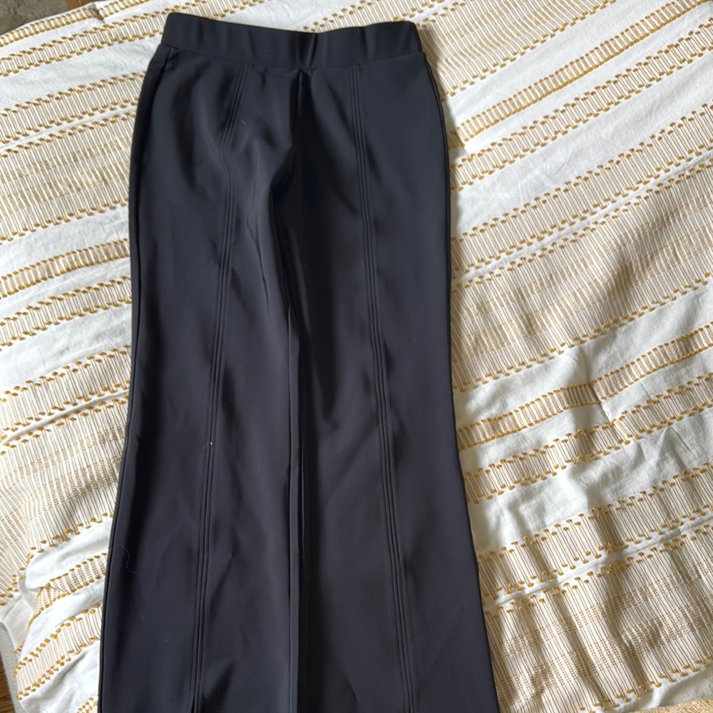 Black Wide-Leg Trousers split hem